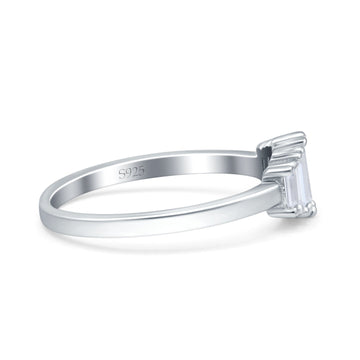Baguette Shape Wedding Ring Band Simulated Cubic Zirconia 925 Sterling Silver